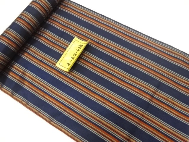 JAPANESE KIMONO / ANTIQUE STRIPED WEAVE HOME COAT FABRIC BOLT